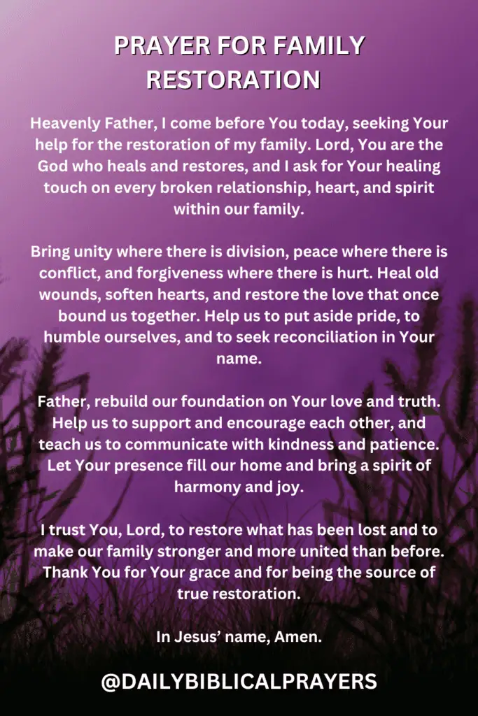 Prayer for family restoration 