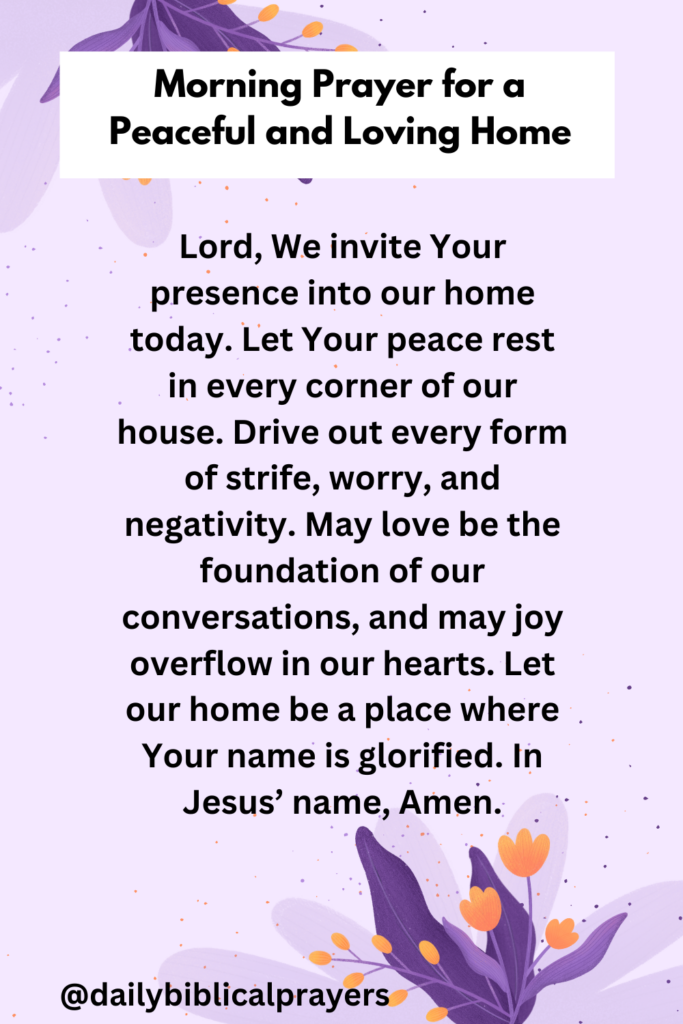 Morning prayer for a peaceful and loving home