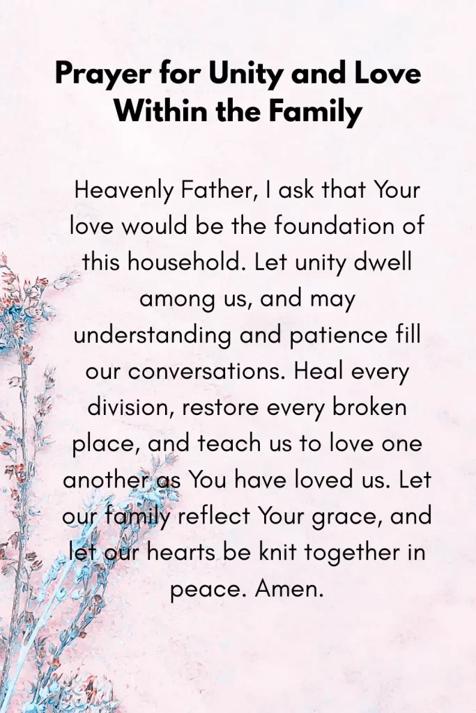 Prayer for Unity and Love Within the Family