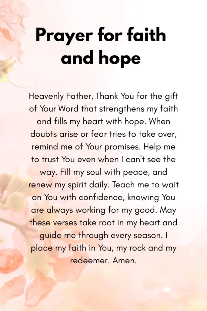 Prayer for faith and hope