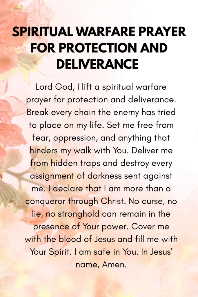 Spiritual warfare prayer for protection and deliverance