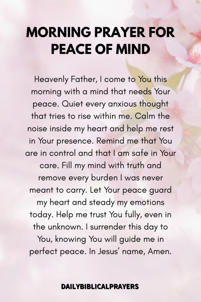 Morning prayer for peace of mind 